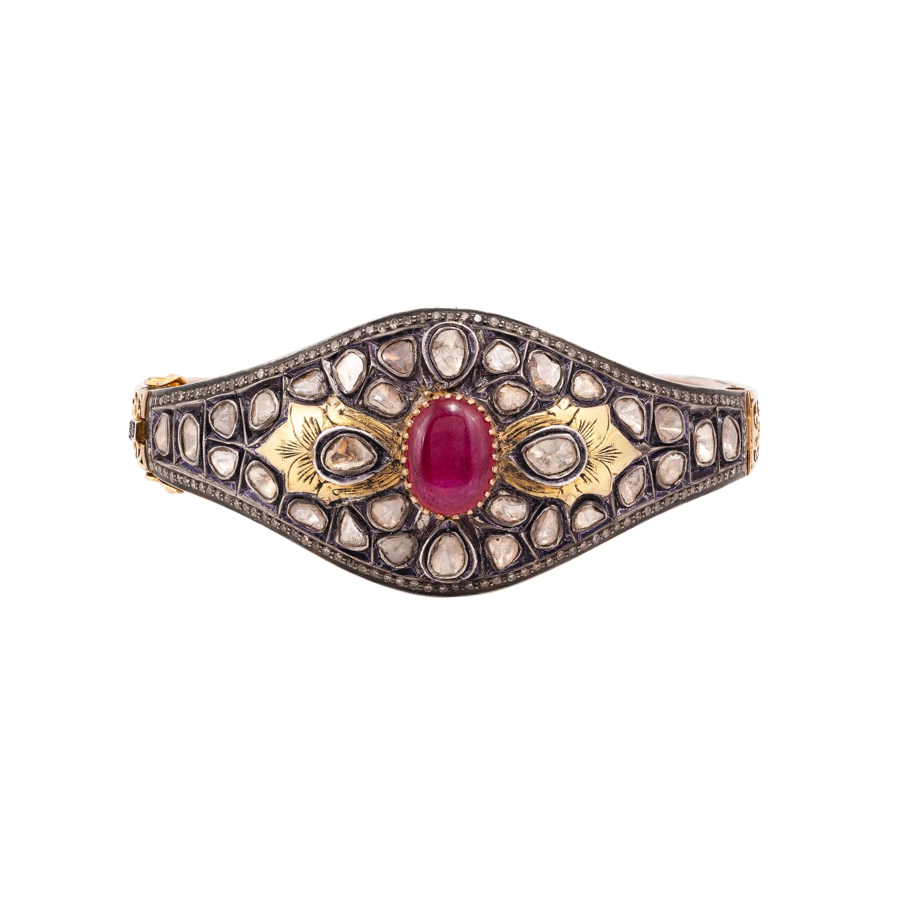 Polki Bangle with Partash Work and Ruby Centre